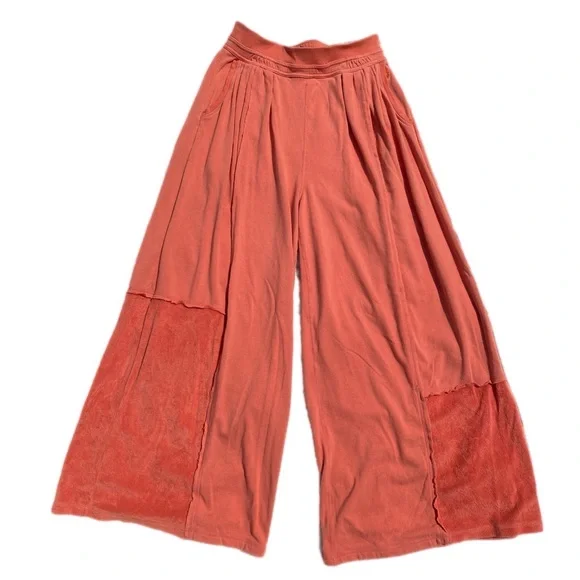 FP Movement Orange Rava Wide Leg Patchwork Terry Pants Medium - Picture 8 of 15
